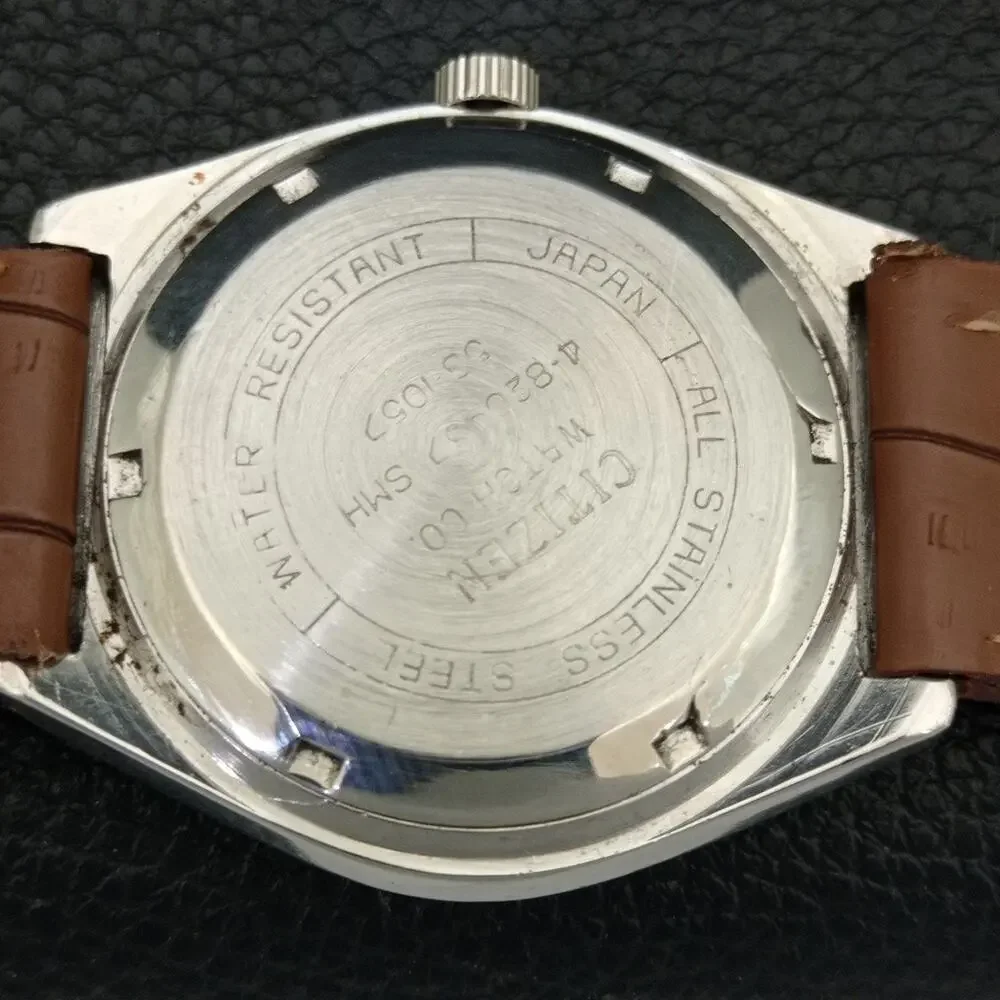 Vintage 1971 Citizen Manual Mens Silver Watch W/daydate & Orange accents